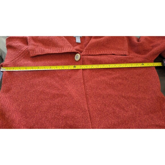 Women's Cardigan Sweater 3X Lambs Wool Angora Thick One Button Shawl Collar Rust - Picture 9 of 10